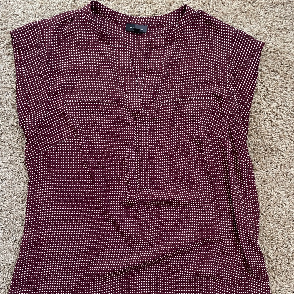 Red and white polka dot The Limited blouse
